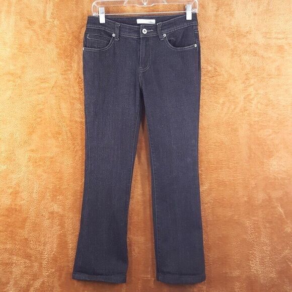 CHICOS Womens Jeans Size 0 Short Black Wash Crop Straight Leg VINTAGE Platinum - Picture 1 of 8
